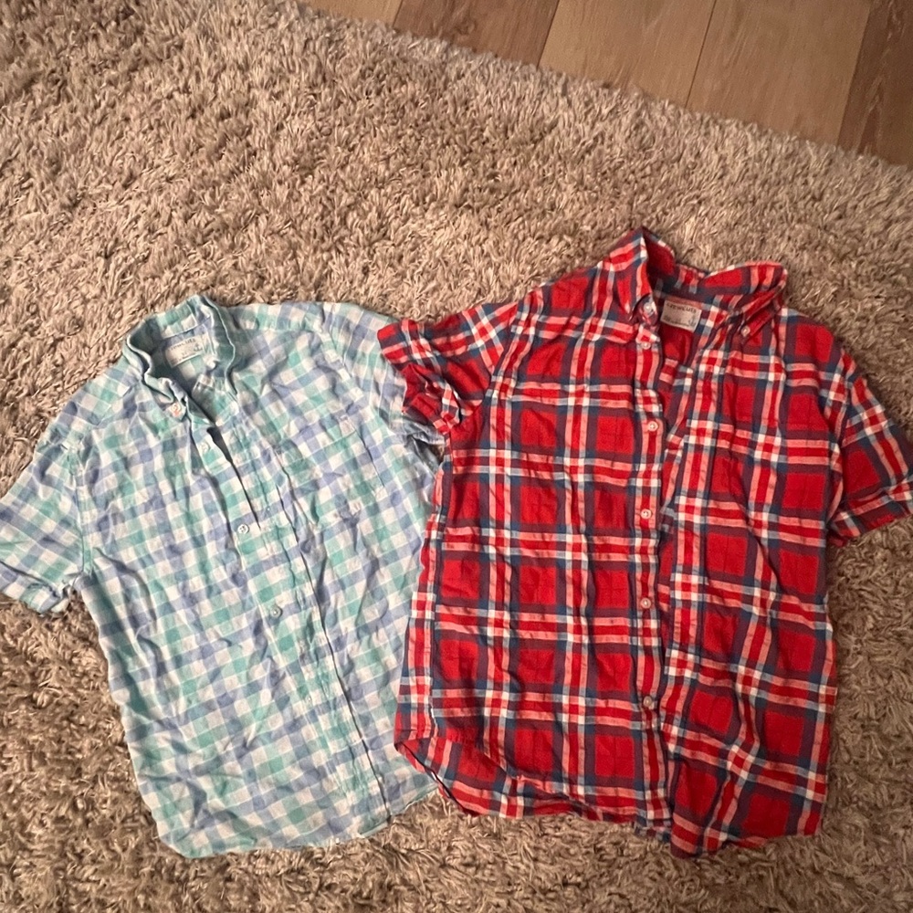 Crewcuts Jcrew Red and Blue Plaid Kids Button Down Shirts boys size 12